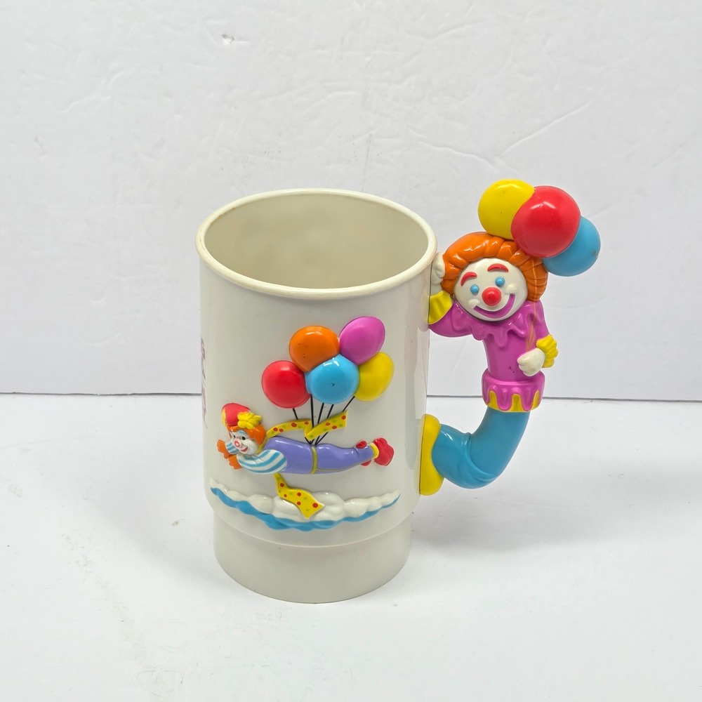 Vintage Ringling Bros Barnum & Bailey Circus 3D Clown Balloon Plastic Mug Cup